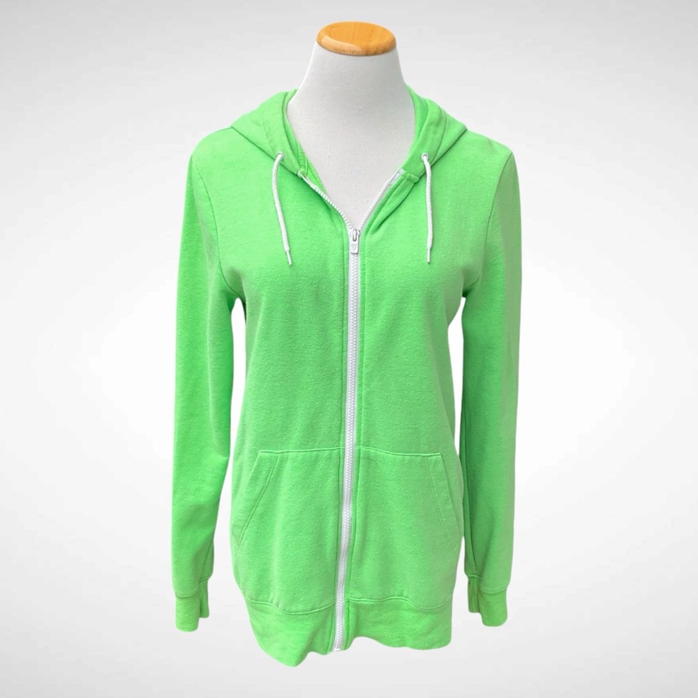 Vurt Lime Green Zip-Front Drawstring Hoodie with Pockets